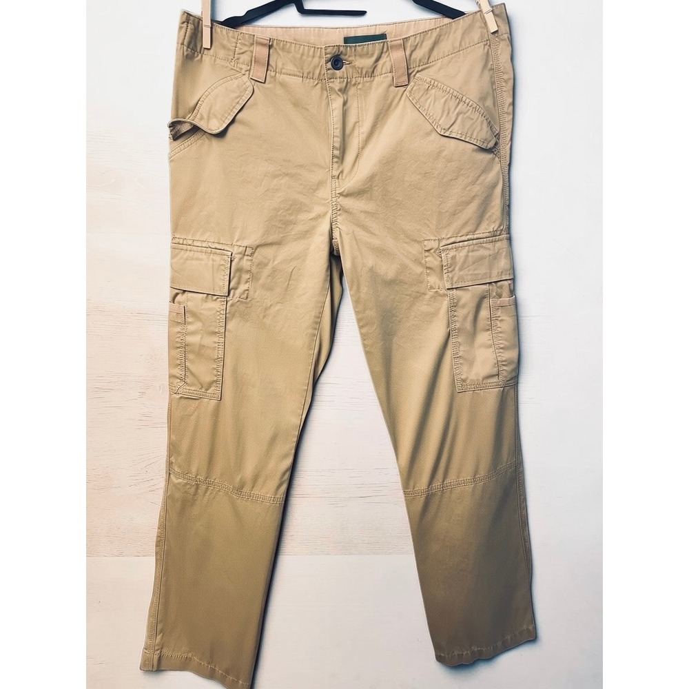 Lacoste Straight Fit Cotton Twill Multi Pocket Khaki Cargo Pants Men's 36